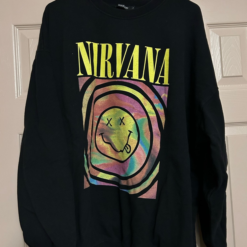 NIRVANA Black Sweater with Colorful Graphic